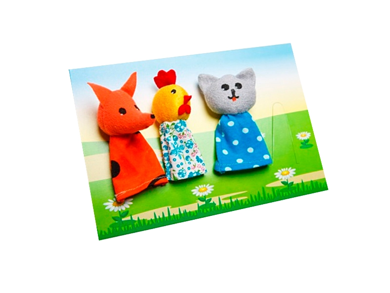 Набор пальчиковых театральных кукол — Кот, Петух, Лиса