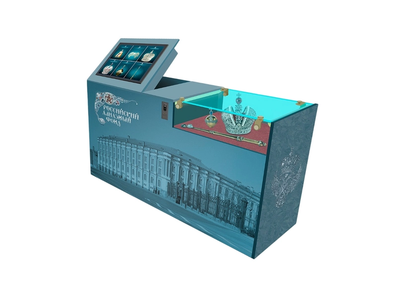 Музейная интерактивная витрина 32″ с индукционной петлей