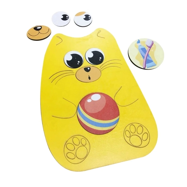 Эмоциональный котик — деревянный пазл-конструктор