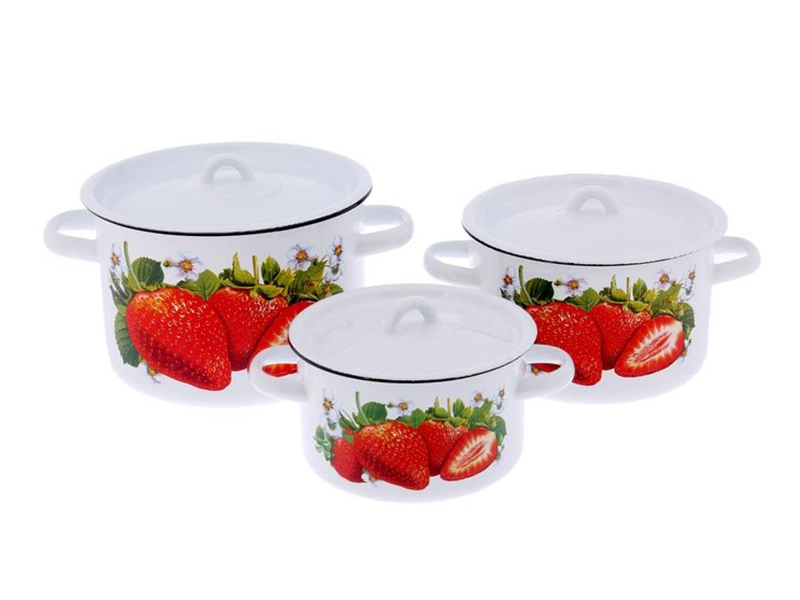 Комплект эмалированных кастрюль — 3 шт.