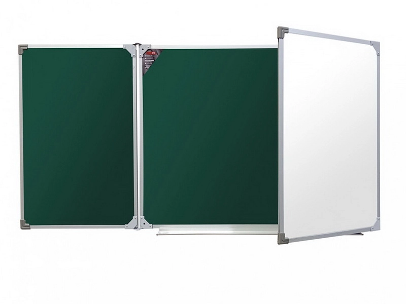 Трёхсекционная магнитно-маркерно-меловая доска 100х500