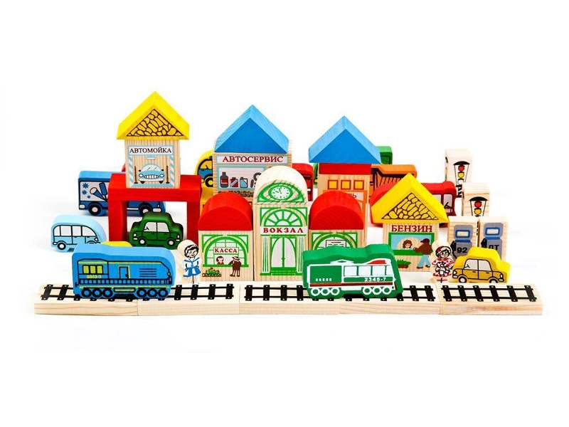 Цветной набор деревянный "Городской транспорт" — 45 шт
