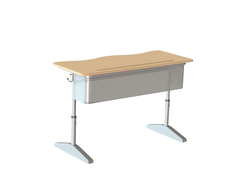 Двухместная школьная парта с полкой и перфорированным экраном