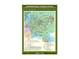 Учебная карта «Экономическое развитие России» (первая пол. XIX в.) — ламинированная