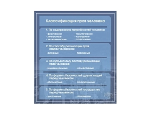 Информационный стенд «Классификация прав человека» 90 х 80 см