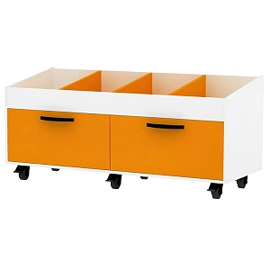 Тумба мобильная 2 ящика, 1350х500х630 мм (белый/оранжевый)