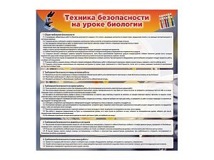 Стенд Техника безопасности на уроках биологии 90х90 см
