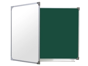 Двухэлементная магнитно-комбинированная доска 120х255 - алюминиевый профиль створка слева
