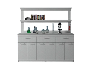 Стол для лаборатории 2 полки, серый каркас