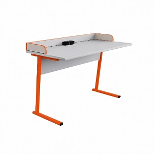 Стол ученический для кабинета физики/биологии плоскоовальная труба 50*30 мм с розетками и бортом ДСП