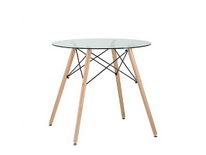 Стол стеклянный на ножках из массива бука