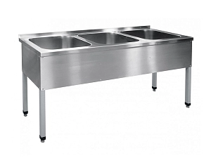 Ванна моечная 3 секции с крашеным каркасом