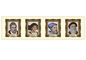 Лента-стенд: Знаменитые путешественники и географы — 3200×450 мм