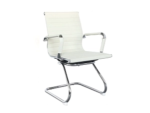 Кресло CHAIRMAN (иск.кожа, хром.каркас), цвет белый