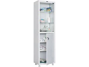 Шкаф медицинский металлический ПРАКТИК MD 1 1650/SG одностворчатый, верх - стекло