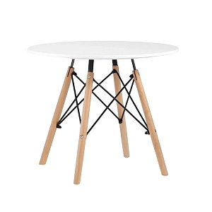 Стол круглый D=60, белый на дер. ножках