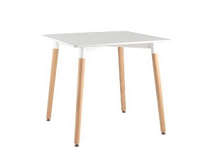 Стол квадратный 80х80, белый на дер. ножках