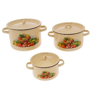 Кастрюли «Земляника» — набор 3 размера (1.5, 2.9, 4.5 л)