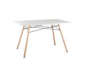 Белый обеденный стол на деревянных ножках — 120 см