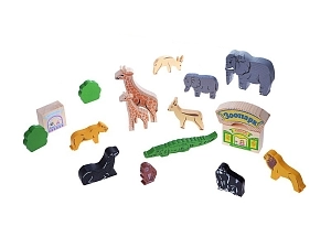 Цветной деревянный набор «Зоопарк» — 39 элементов