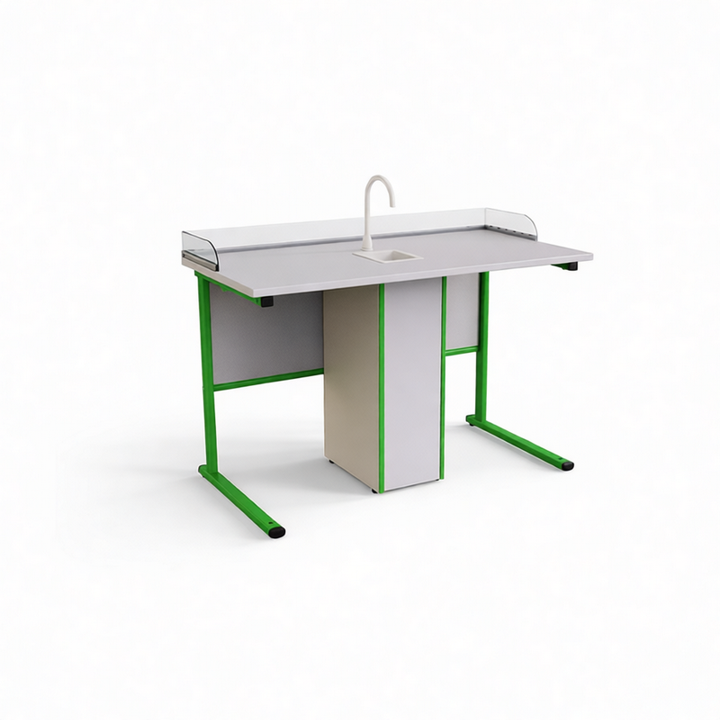 Ученический стол с бортиком из оргстекла, металлокаркас