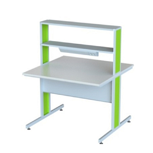Стол лабораторный островной с надстройкой со светильником и розетками