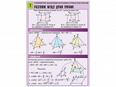 Комплект таблиц по геометрии Стереометрия. Вычисление расстояний и углов в пространстве, 8 таблиц, А
