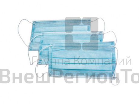 Маска одноразовая 3-х слойная на резинке (300 штук).