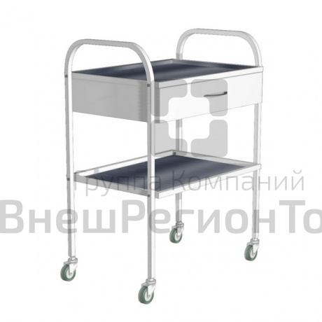 Стол инструментальный с ящиком, колеса резина.