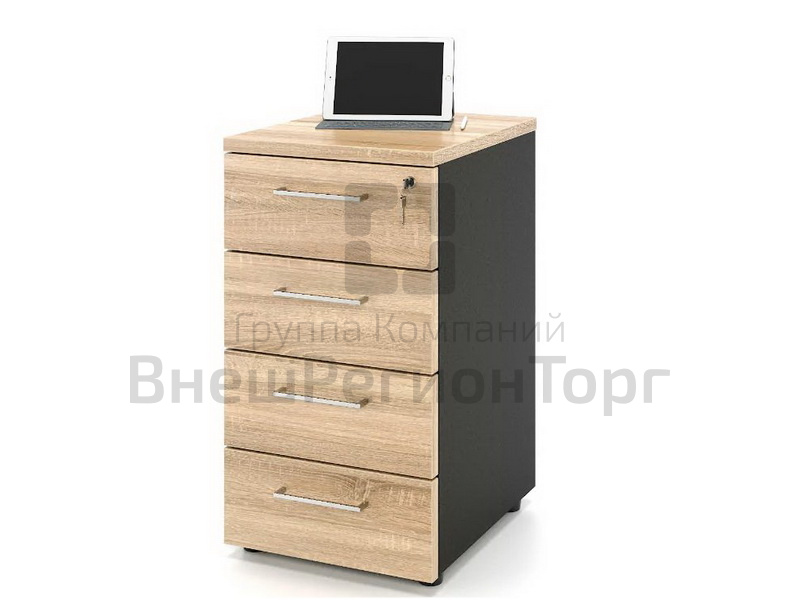Тумба приставная 4 ящика с центральным замком .