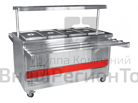 Прилавок холодильный открытый передвижной, нейтр.шкаф, 1 полка + гастроемкости, L1500 мм.