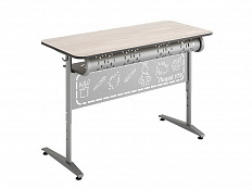 Стол ученический 2-местный регулируемый с перф.экраном Оазис
