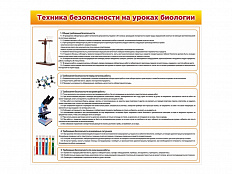 Стенд Техника безопасности на уроках биологии 100х90 см