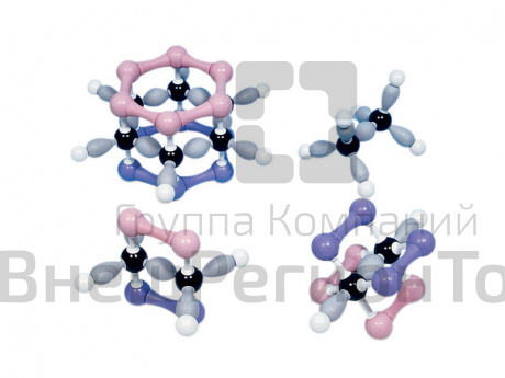 Орбитальная структура молекул, органическая химия, набор из 4 молекул.