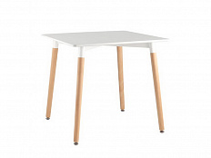 Стол квадратный 80х80, белый на дер. ножках
