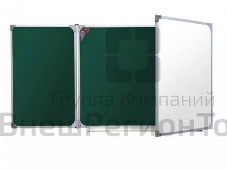 Трехэлементная магнитно-комбинированная доска 100х500 - алюминиевый профиль.