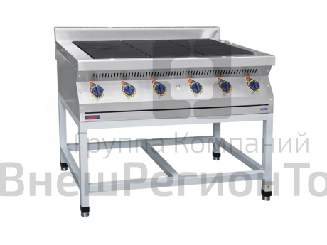 Плита электрическая на подставке, нерж.ст., 6 конфорок, 111,1х75х94 см.