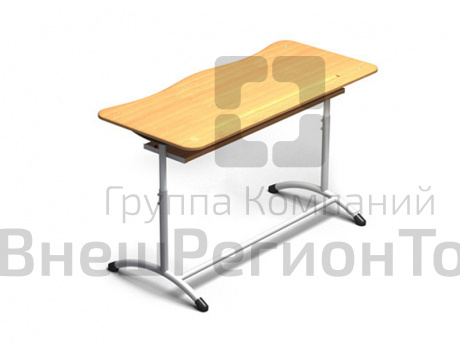 Парта двухместная с полочкой, регулируемая по высоте.