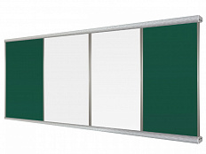 Раздвижная рельсовая система досок комбинированная 120х360 под интерактивную панель 4 рабочие поверх