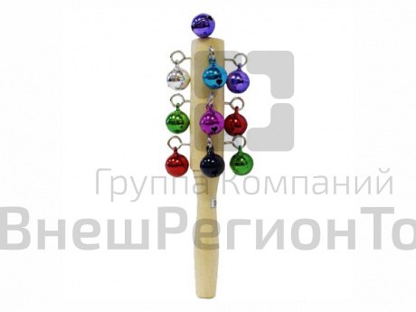 Бубенцы на деревянной ручке, цветные, 13 шт..