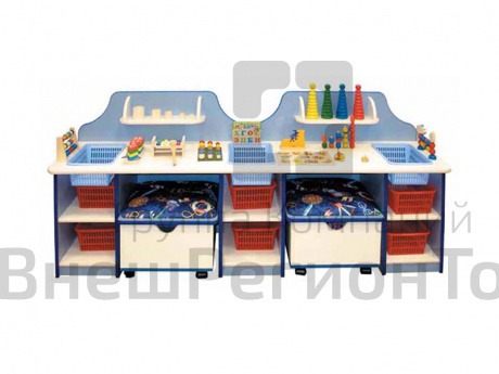 Стол 2-х местный с наполнением (дидактический) + пуфы.