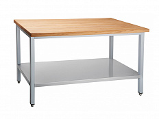 Стол кондитерский с деревянной столешницей, краш.каркас, 1 полка, 140х70х86 мм
