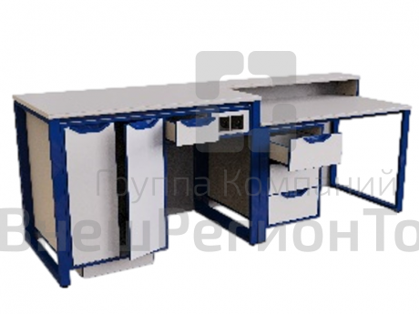Стол демонстрационный на м/каркасе для кабинета химии/биологии без сантехники с розетками.