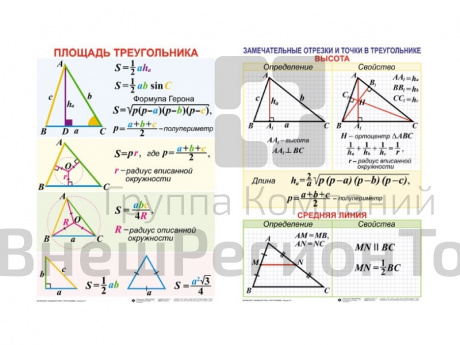 Комплект таблиц Треугольники, 19 шт..