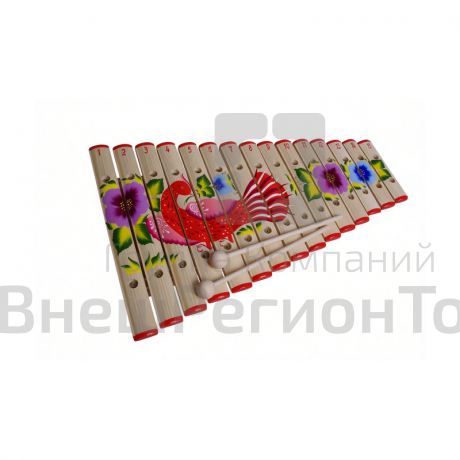 Ксилофон диатонический Ля мажор, 15 пластин, на низком резонаторе, ель, художественная роспись.