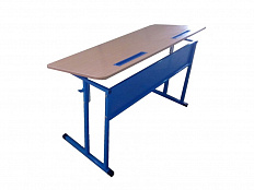 Стол ученический двухместный, с перфорированным экраном, с регулировкой наклона столешницы