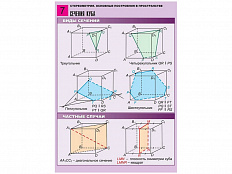 Комплект таблиц по геометрии Стереометрия. Основные построения в пространстве, 8 таблиц, А1