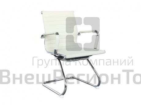 Кресло CHAIRMAN (иск.кожа, хром.каркас), цвет белый.