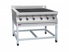 Плита электрическая на подставке, нерж.ст., 6 конфорок, 111,1х75х94 см