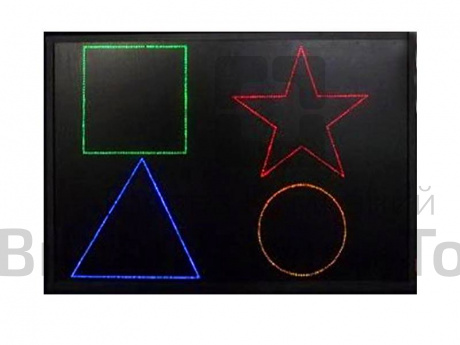 Интерактивное панно 900х600х90 мм со светящимися цветными фигурами.